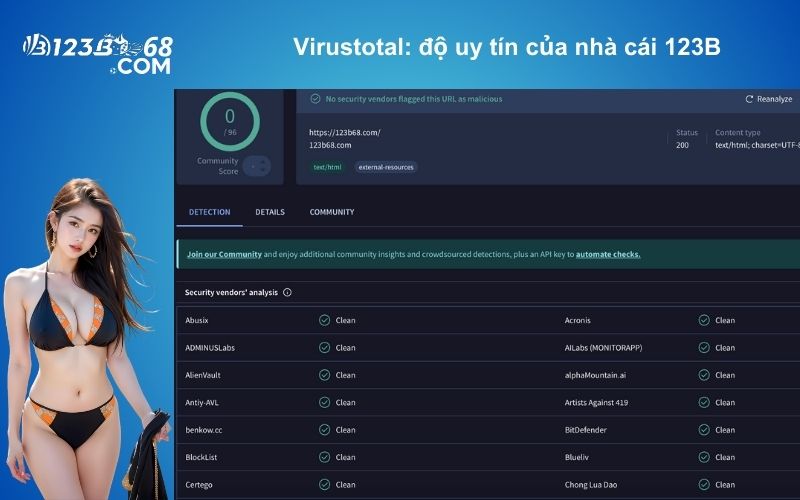 Virustotal check virus và mã độc cho 123B