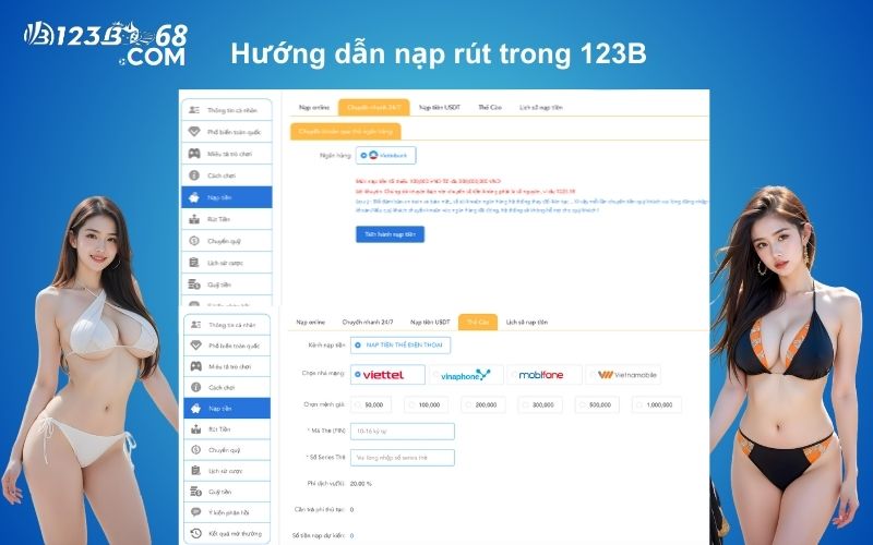 Hướng dẫn nạp rút trong 123B