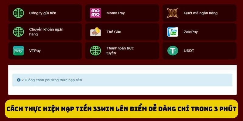 33WIN | Trang Chủ Chính Thức – Link Đăng Nhập Mới Nhất 33WIN 63 Cách thực hiện nạp tiền lên điểm dễ dàng chỉ trong 3 phút