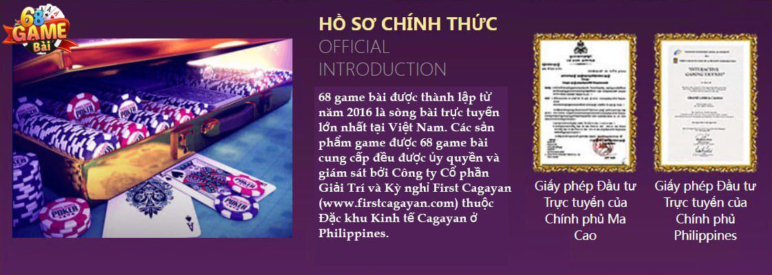 Giấy phép đầu tư tại 68 game bài