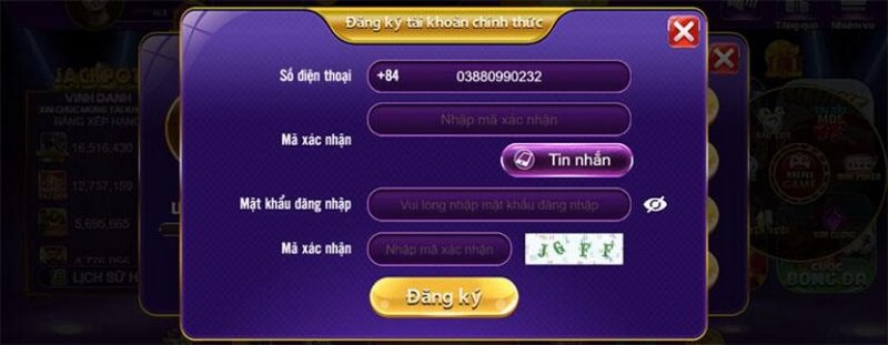 Nhập thông tin cổng game yêu cầu