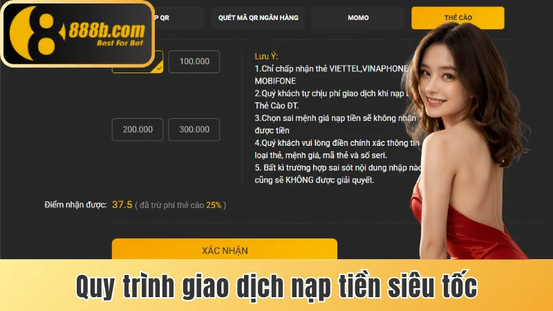 Quy trình giao dịch nạp tiền siêu tốc với đa phương thức