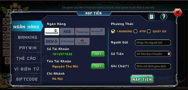 cách nạp tiền B52 Club