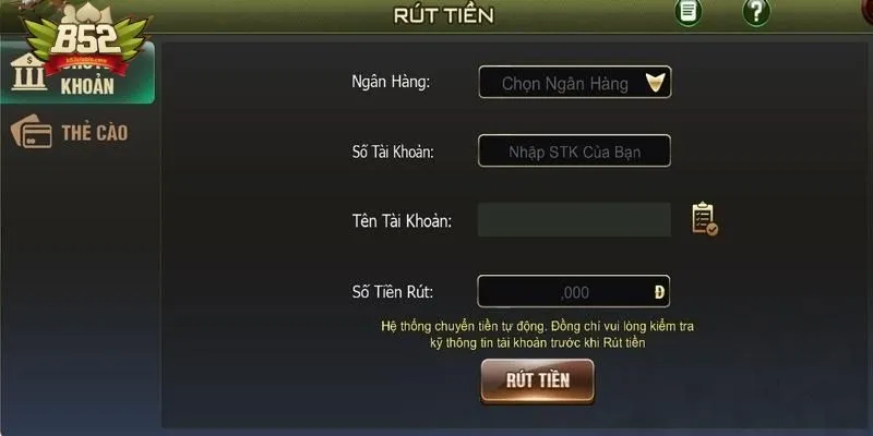 Các phương thức giao dịch rút tiền B52club Các phương thức giao dịch rút tiền B52club