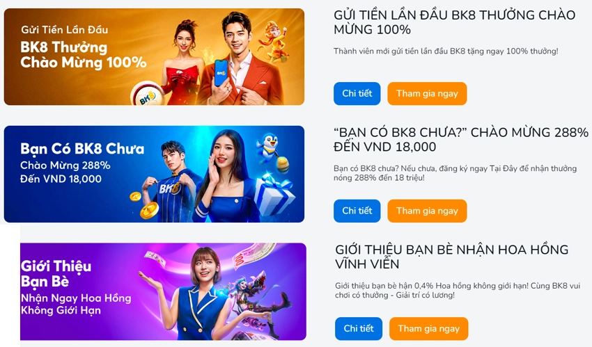 Khuyến mãi BK8 cực kỳ hấp dẫn Khuyến mãi BK8 cực kỳ hấp dẫn