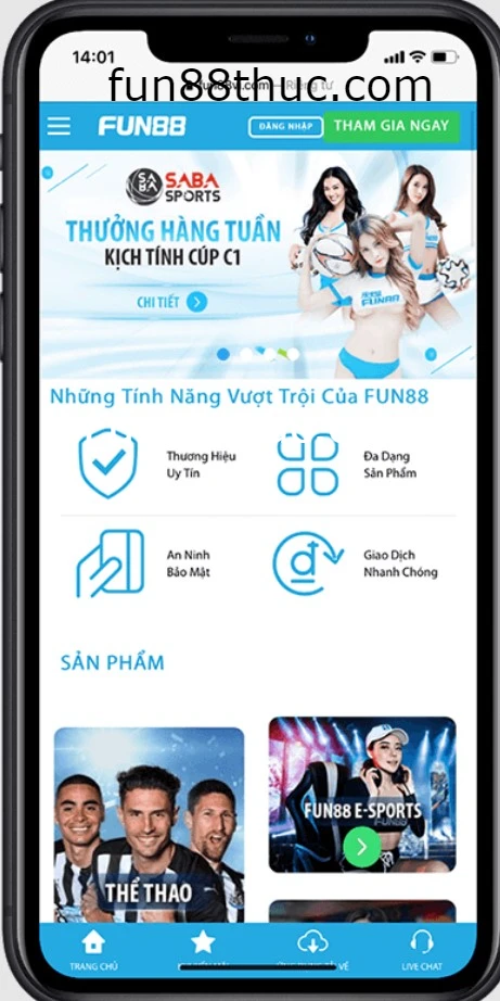 giao diện mobiel fun88
