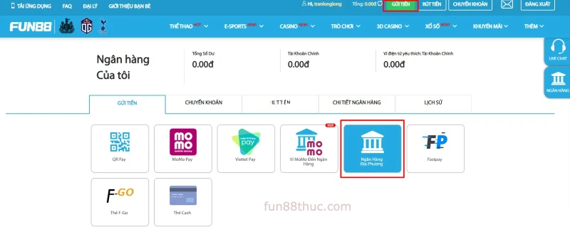 gửi tiền fun88