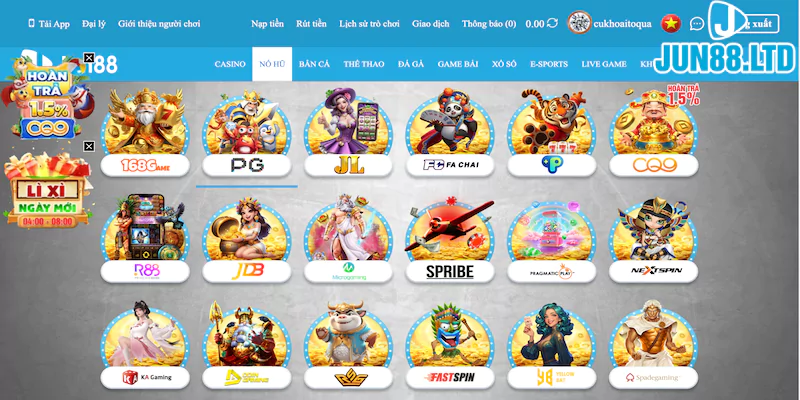 Jun88 - Địa điểm chơi game trực tuyến hợp pháp và an toàn 31 Nổ hũ trực tuyến