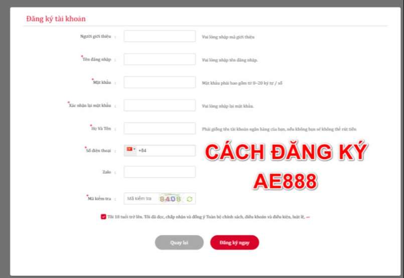 Thao tác đăng ký AE888 vô cùng đơn giản và nhanh chóng Thao tác đăng ký AE888 vô cùng đơn giản và nhanh chóng
