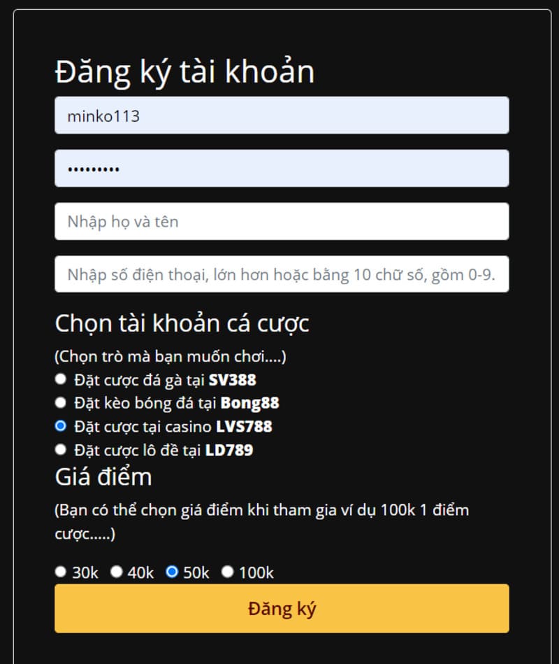 đăng ký lvs788 qua đại lý nhà cái