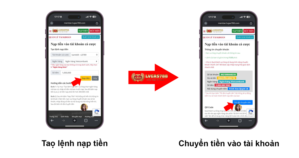 Nạp tiền vào tài khoản LD789