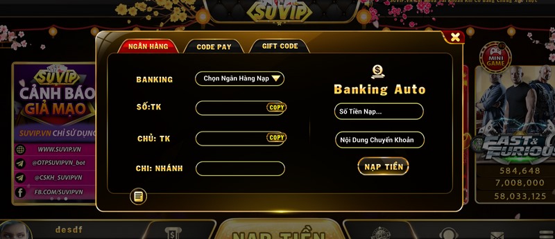 Nạp tiền vào cổng game đa dạng các hình thức, tốc độ lại nhanh