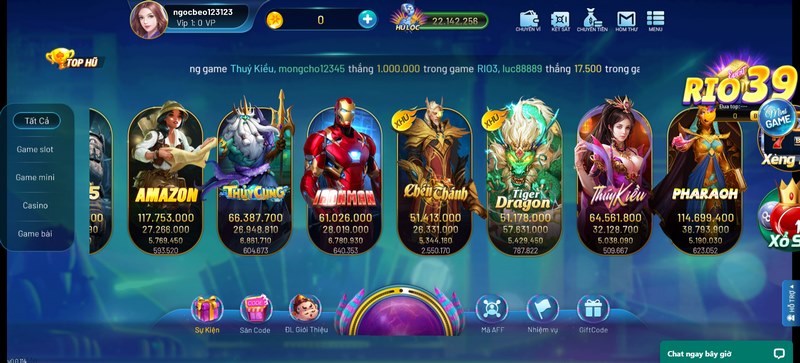 Hệ thống các sản phẩm slots đa chủ đề cuốn hút thành viên
