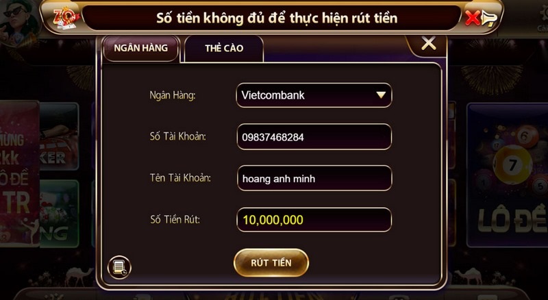Hướng dẫn rút tiền Zo88 siêu tốc với 3 bước