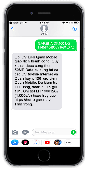 Ảnh Nạp Thẻ Garena Thành Công trên di dộng