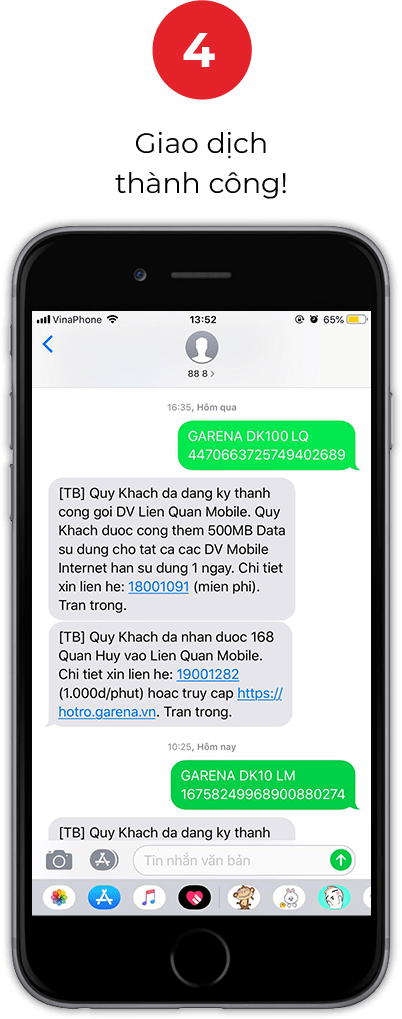 Ảnh Nạp Thẻ Garena Thành Công trên điện thoại