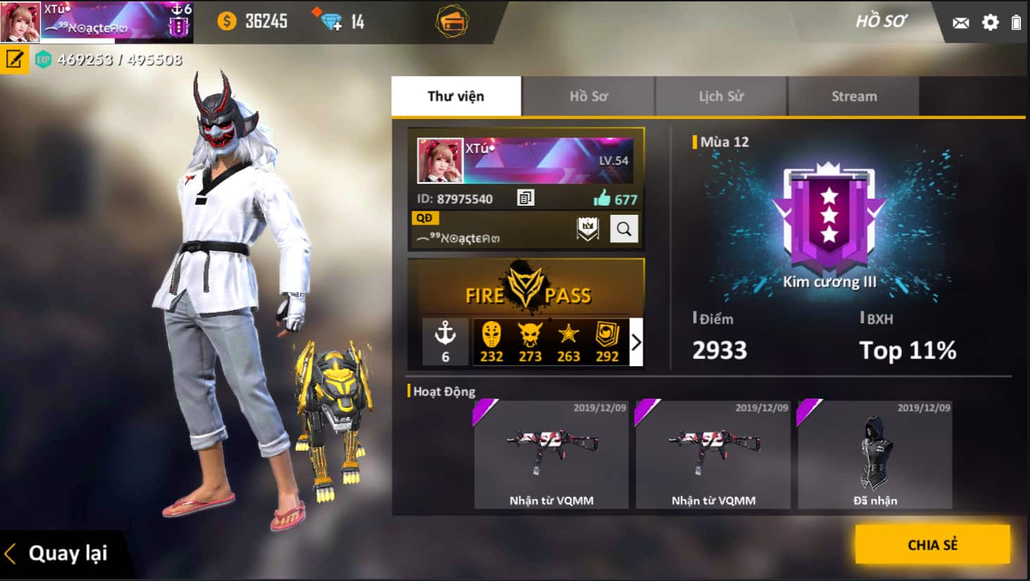 Ảnh Nick Free Fire Rank Huyền Thoại Vip nhất