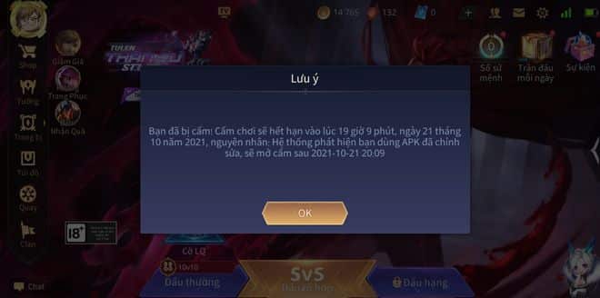 Ảnh Nick Liên Quân Bị Khoá cấm chơi