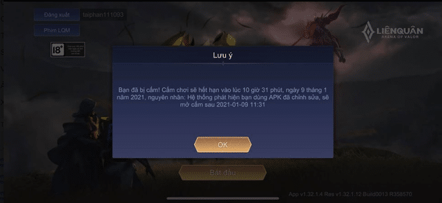 Ảnh Nick Liên Quân Bị Khoá mới nhất
