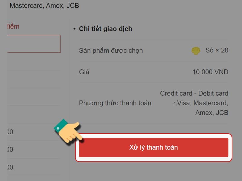 Xác nhận thanh toán Bấm Xác nhận thanh toán