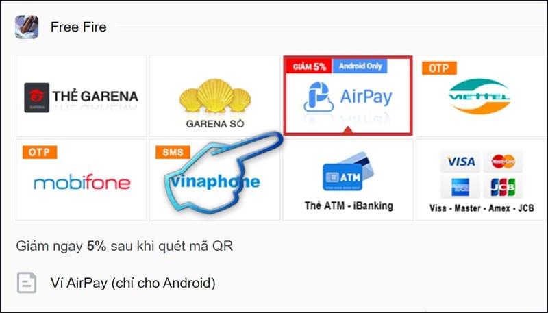 Bấm chọn hình thức thanh toán qua ví Airpay.