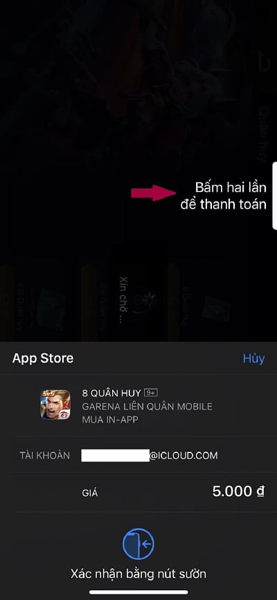 Bấm vào nút sườn bên phải và xác nhận mua