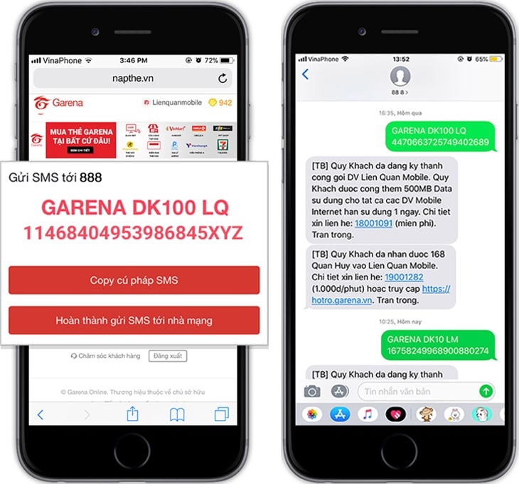Cách Nạp Bằng Card Garena qua thẻ Vinaphone