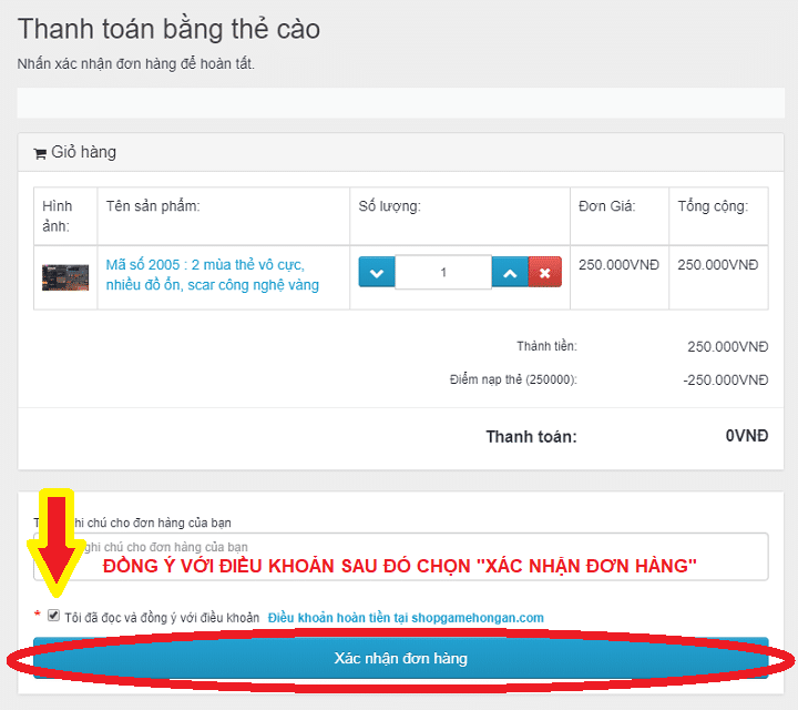Chon xac nhan don hang