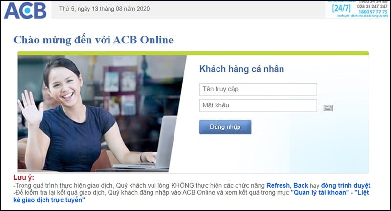 Đăng nhập tài khoản iBanking của bạn để tiếp tục thanh toán.