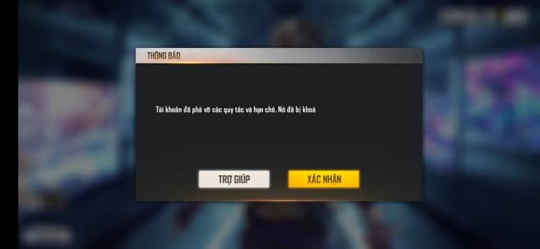 Hình Ảnh Acc Free Fire Bị Khóa vì vi phạm quy tắc