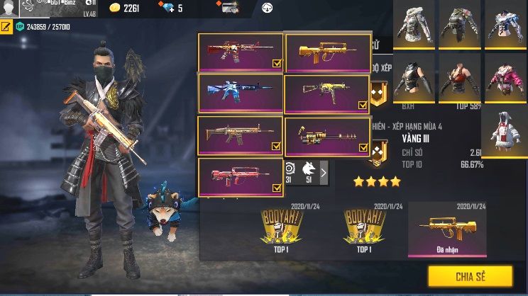 Hình Ảnh Acc Free Fire Rank Huyền Thoại chất nhất