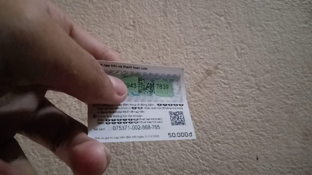 Hình Card Mobifone 50k đã cào