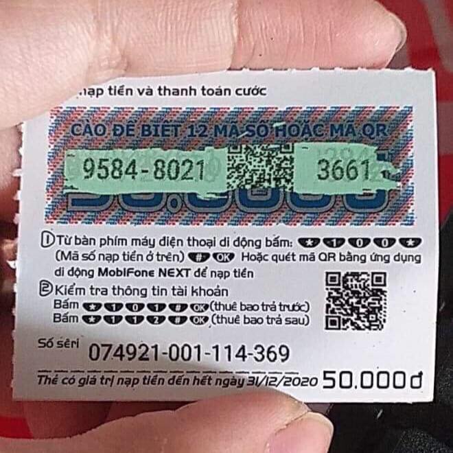 Hình Card Mobifone 50k đã sử dụng