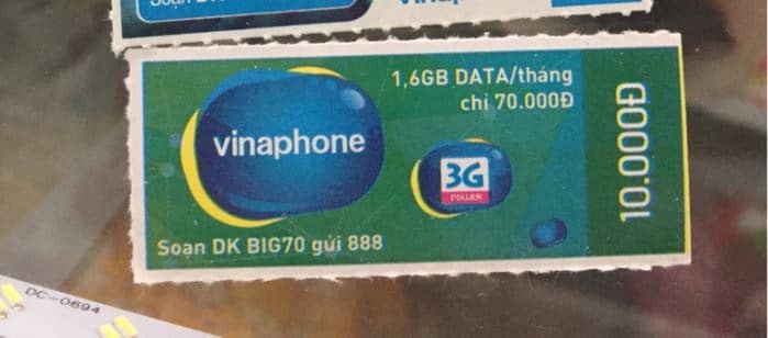 Hình thẻ cào Vinaphone 10k thẻ giấy