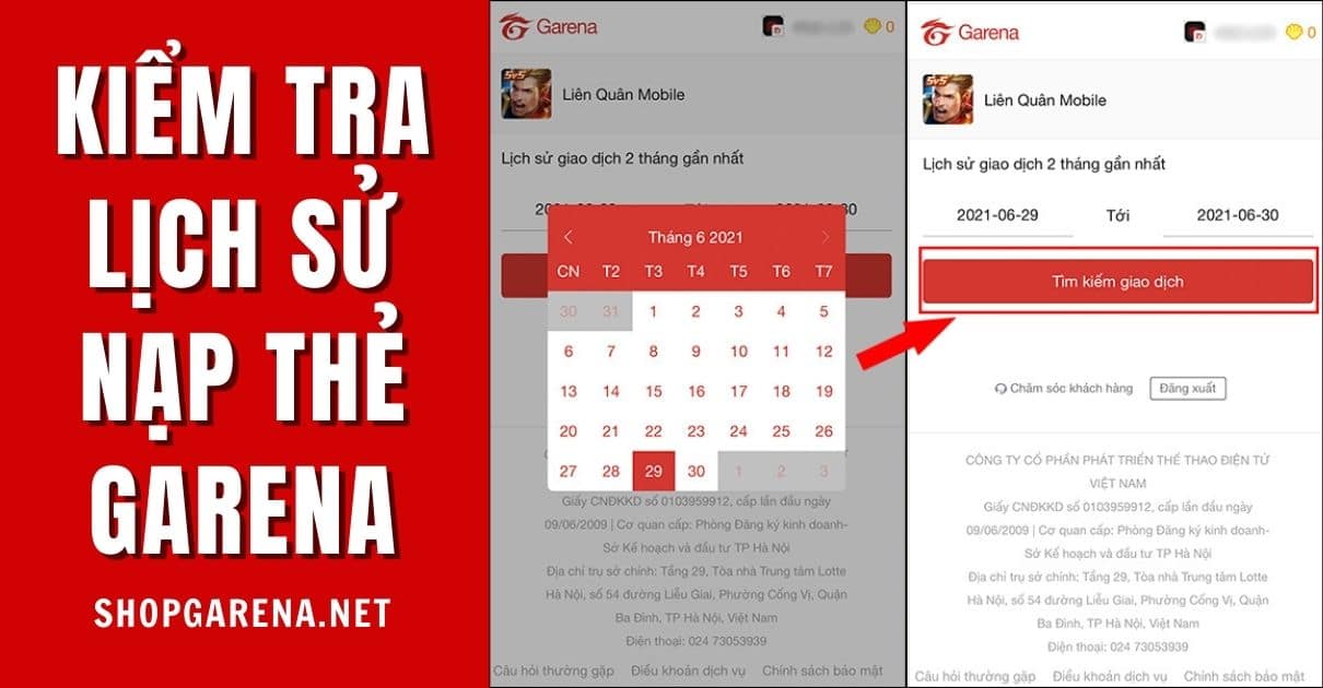 Kiem Tra Lich Su Nap The Garena