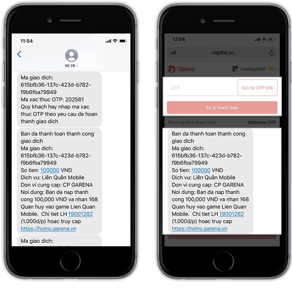 Nạp thẻ Garena từ thuê bao MobiFone