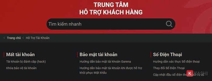 Nhấn chọn Mất tài khoản