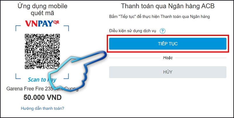 Trang sẽ chuyển đến màn hình xác thực.