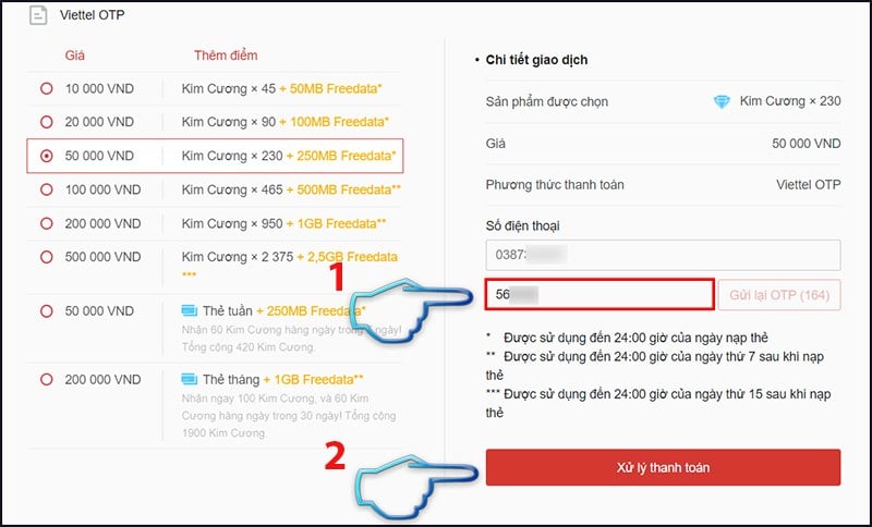 Trang sẽ gửi cho bạn một mã OTP gồm 6 chữ số