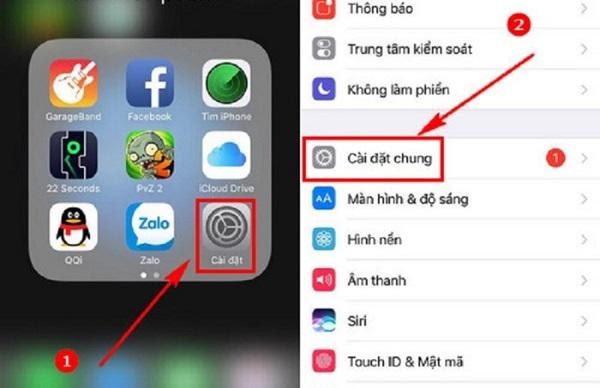 Bạn nhấn vào cài đặt chung