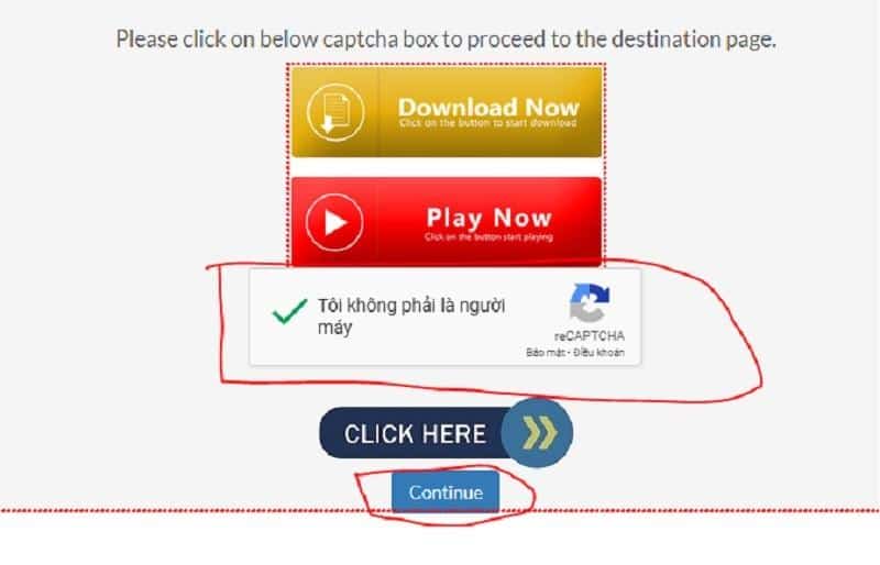Click vào Tôi ko phải là người máy.