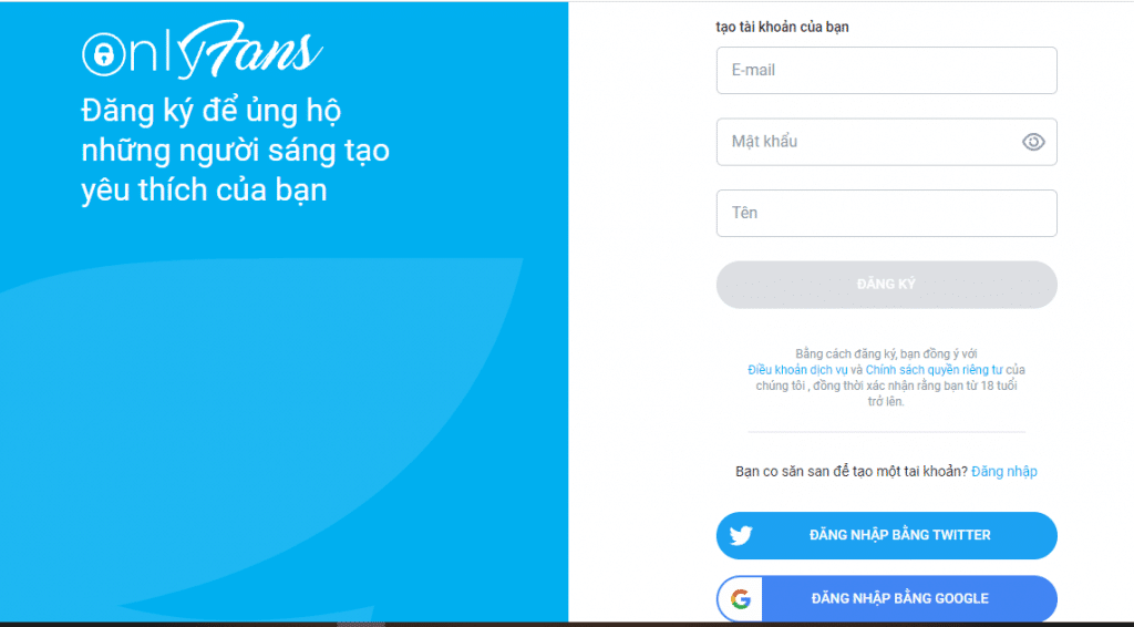 Điền đầy đủ thông tin sau đó nhấn nút đăng ký.
