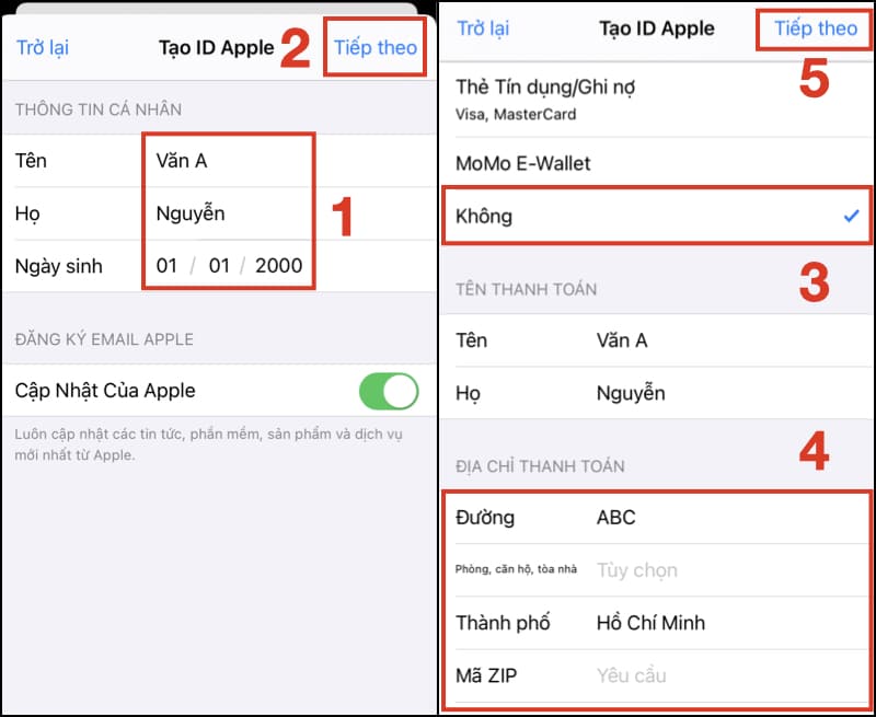 Nhập Thông tin cá nhân Nhập Thông tin cá nhân đầy đủ