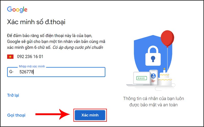 Nhập mã xác minh sau đó nhấn Xác minh để tiếp tục Nhập mã xác minh sau đó nhấn Xác minh để tiếp tục