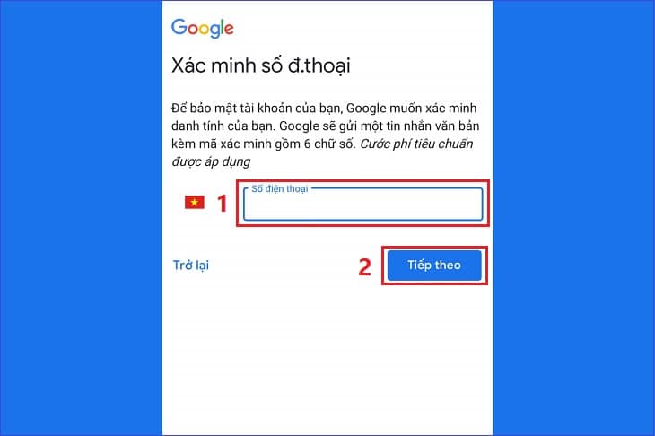 Nhập số điện thoại bạn muốn sử dụng để đăng ký tài khoản > Chọn Tiếp theo Nhập số điện thoại bạn muốn sử dụng để đăng ký tài khoản