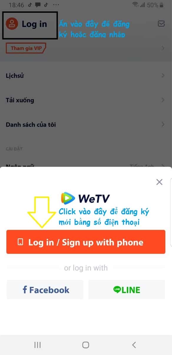 Sau đó chọn đăng ký nếu chưa có tài khoản