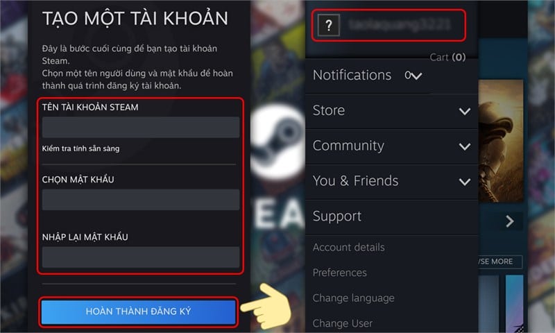Sau đó, xác nhận Hoàn thành đăng ký