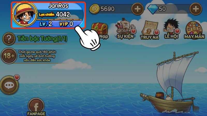 Nhấn chọn vào avatar Truy cập vào game và nhấn vào avatar góc trái màn hình.