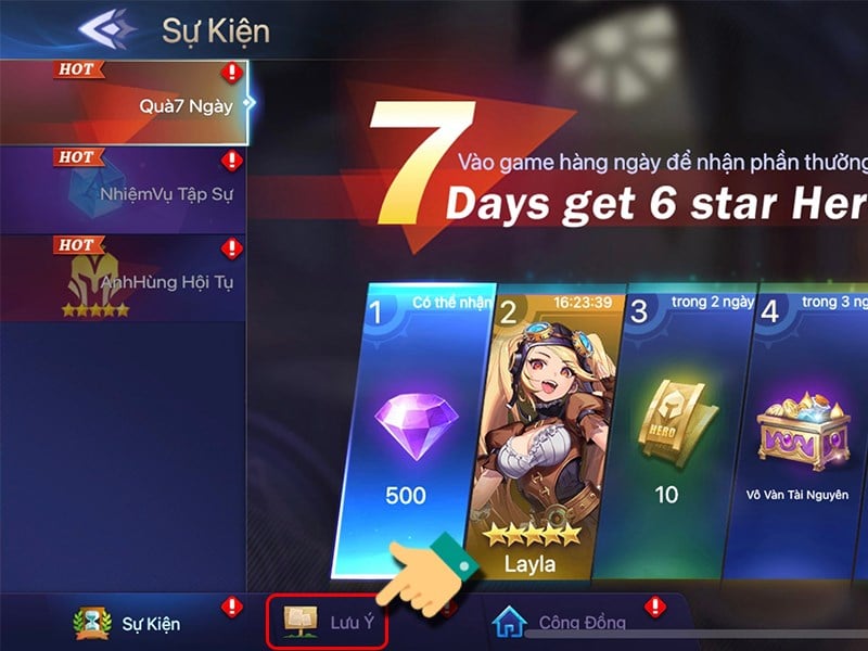 Chọn lưu ý Chọn Lưu ý ở danh sách phía dưới.