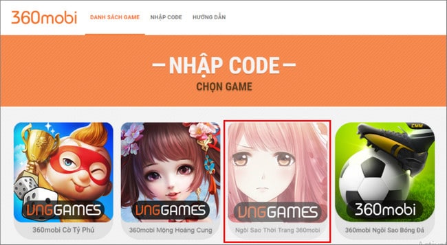 Chọn game 360mobi Ngôi Sao Thời Trang